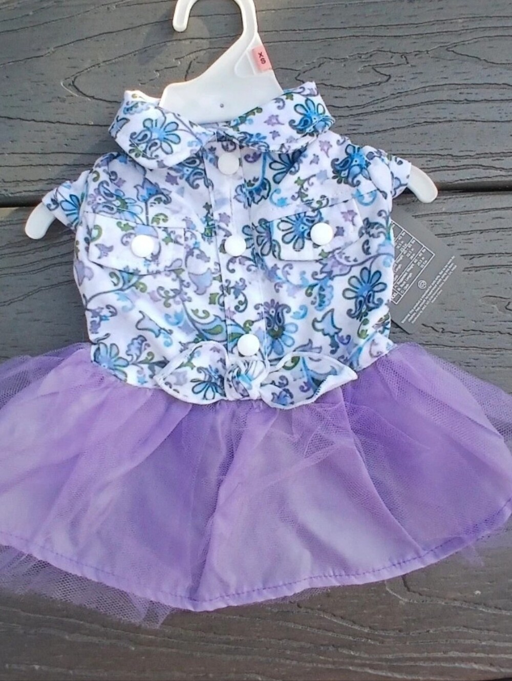 Floral Print Denim-Style Top with Lavender Tulle Skirt